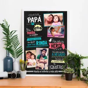 Cuadro personalizado con fotos y mensaje especial para el Día del Padre.