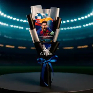 Ramo Hot Wheels Messi con carrito de colección y lazo azul – Florería Amalia