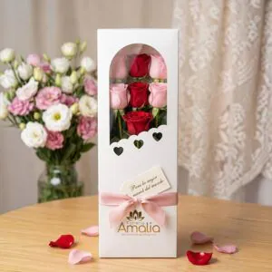 Caja de rosas para mamá con rosas rojas y rosadas de Florería Amalia